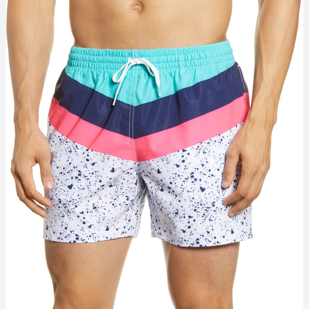 Chubbies Aquatic Libations Blue and Pink Swim Shorts